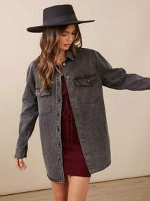 WESTFADE Premium Denim Oversized Washed Cotton Shacket