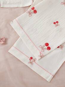 Bộ đồ ngủ tay ngắn in họa tiết quả anh đào Bubble Wrinkle - Nhiều màu - Xem 6