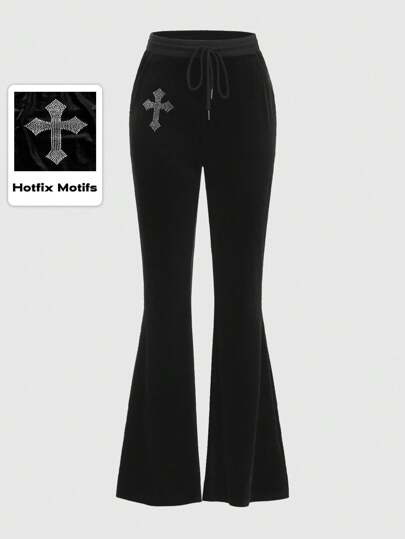 【大人気★】*BlackEyePatch* B EMBLEM VELOUR FLARED PANTS Black eye patch B EMBLEM VELOUR