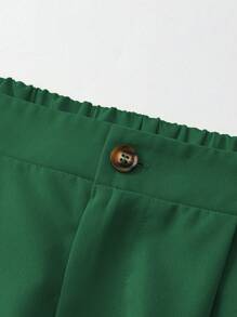 Calvaya Plus Size Women's Solid Color Pleated Straight Loose Casual Office Pants - Dark Green - View 3