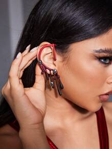 SHEIN ICON 1 Máy Tính Nữ Dễ Thương Y2K Đồng Hồ Phóng Đại Dung Nham Tai Phụ Kiện Thích Hợp Cho Halloween, Đảng, Câu Lạc Bộ Đêm - Màu Đỏ Sâu - Xem 2