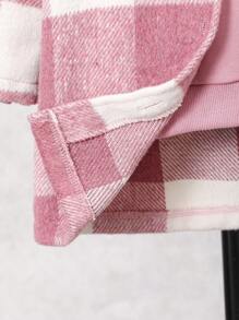 SHEIN Bộ áo khoác kẻ caro cổ điển thoải mái cho bé gái kèm áo nỉ và quần thời trang, Thu/Đông - Hồng - Xem 6