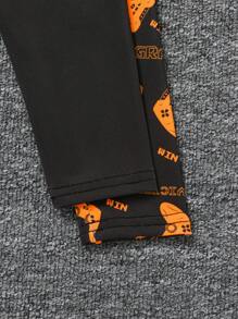 SHEIN 4pcs Young Boy Casual Crewneck Long Sleeve T-Shirt And Pants Snug Fit Loungewear Set - Orange - View 6