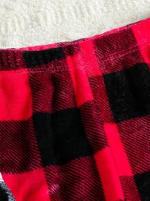 SHEIN 2pcs Men Simple Fashion Classic Plaid Warm Fleece Loungewear Long Pants , Fall Winter Clothes, Fluffy, Christmas, Cozy - Multicolor - View 3