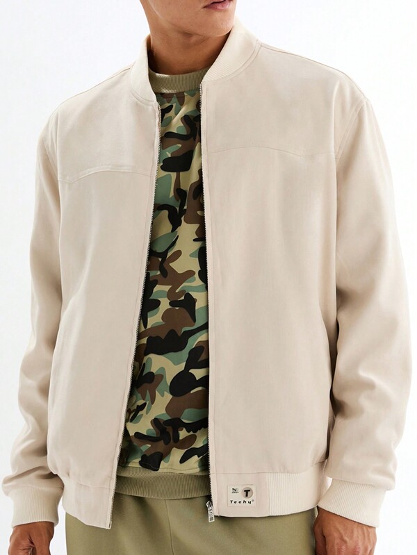 Manfinity VCAY Chaqueta de punto de manga larga de corte slim de unicolor casual para hombre, para otoño e invierno