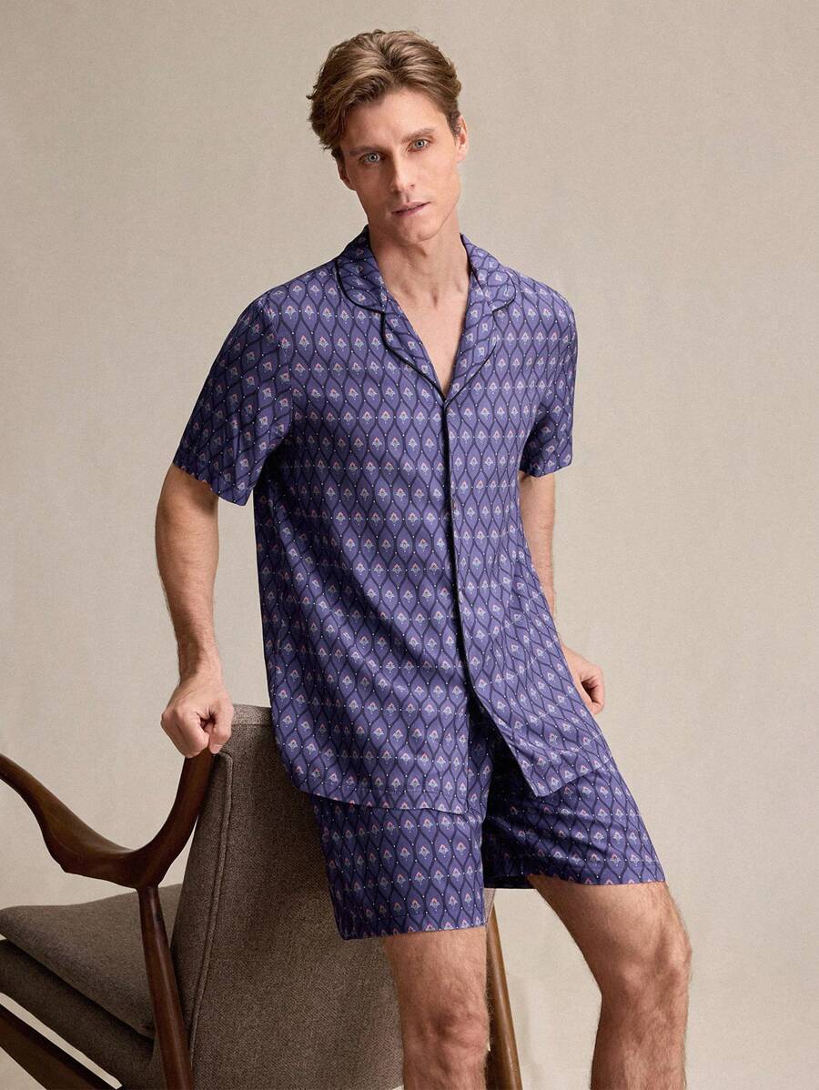 EverLounge 男士全印花短袖短裤睡衣套装