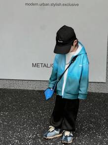 SHEIN 2pcs Young Boys Korean Style Hoodies & Pants Set, Loose Fit, Warm & Comfortable For Daily, School, Outdoor, Sports, Autumn Winter