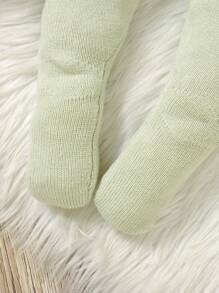 SHEIN Infant Contrast Trim Bowknot Decor Knitted Sweater And Pants Set - Mint Green - View 5