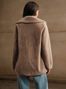Anewsta Veste kaki en fausse fourrure de vison coupe régulière pour femmes - Kaki - Voir 3