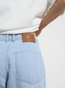 AiiRZ 细条纹直筒木匠牛仔裤 - 藍色 - 查看 4
