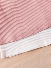 SHEIN Conjunto de 2 piezas para niña joven, compra 1 lleva 1 gratis, top de manga larga con cuello alto y volantes en olas de unicolor, adecuado para uso casual, diario y escolar, estilo universitario, vuelta al colegio, fiesta, para otoño e invierno