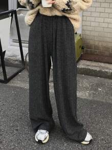 FRIFUL Women Casual Loose Solid Color Long Pants, Autumn & Winter Fleece Lined