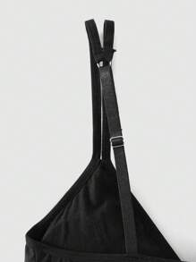 SHEIN 2pcs Teen Girl Adjustable Strap Soft V-Neck Bralette Wireless Padded Comfortable Intimate Underwear Set - Black and White - View 3