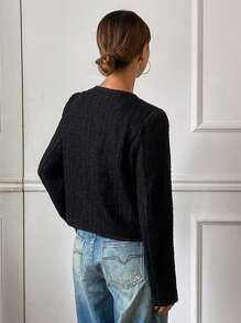 DAZY Women's Metal Single-Breasted Regular Jacket, New Autumn Collection - Black - View 2