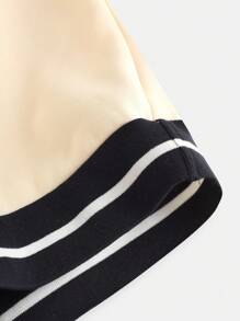 SHEIN Girlism Teen Girls' Solid Color Striped Rib Knit Letter Print V-Neck Loose Casual Sweatshirt - Apricot - View 6