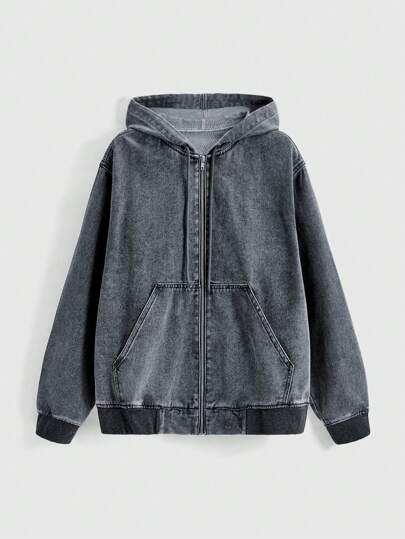 Grunge Punk Chaqueta con capucha de mezclilla vintage desgastada y oversize