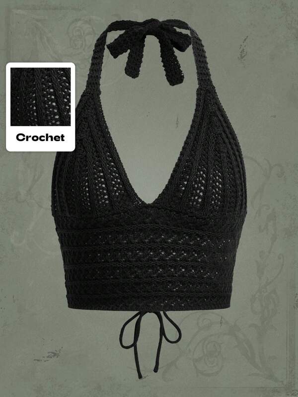ROMWE Strick Top mit Loch, Neckholder,