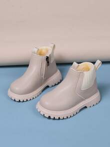 冬季时尚休闲潮流保暖防滑婴儿踝靴 - 米色 - 查看 2