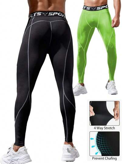 Manfinity Fitness 2PCS Boyfriend Style Men's Printed Letter Contrast Color Sports Skinny Pants Gym 1 Piece Set  Black Leggings  Breathable Breathable Workout Clothes