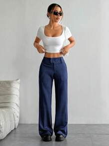 Flirla 女士条纹低腰休闲裤