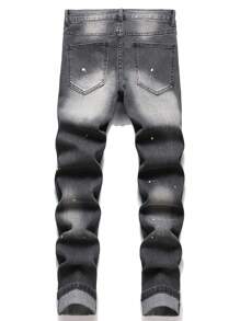 Manfinity LEGND Men's Casual Streetwear Ripped Jeans - Dark Grey - View 2