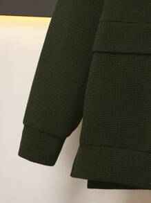 SHEIN Leap Crew 2pcs/Set Young Boys' Casual Hoodie Sweatshirt And Pants Set, Korean Style Loose Fit Comfortable Outfits Suitable For Daily, School, Travel, Sports, Autumn & Winter - Army Green - View 4