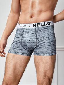4pcs/Set Men's Letter Elastic Waistband Boxer Briefs - Multicolor - View 8