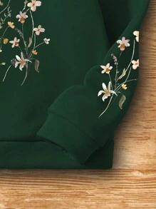 Tween Girl Floral Print Hooded Long Sleeve Sweatshirt