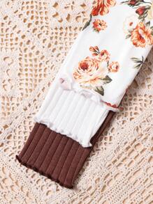 SHEIN Leap Crew Áo thun cổ đứng dệt kim họa tiết hoa/màu trơn cho bé gái, mặc vào dịp Giáng sinh, thích hợp mặc thường ngày & mặc thường ngày & mặc đi học vào mùa thu đông - Nhiều màu - Xem 5