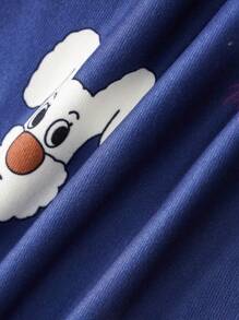 بيجامة مكونة من قميص كم طويل وبدلة وسروال مطبوع بصورة كلب لطيف لفتى 3قطع/طقم