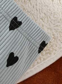 SHEIN 2pcs Baby Girl Solid Color & Heart Print Elastic Waist Ribbed Lettuce Trim Pants - Multicolor - View 4