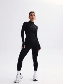 SHEIN Sport Gameset Leggings de sport femme à couleur unie, sans couture, à grand stretch avec doublure thermique
