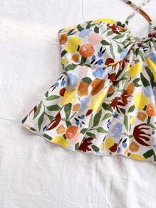 Soleia 女士油画印花露背系带背心，秋冬季打底衫 - 彩色 - 查看 5