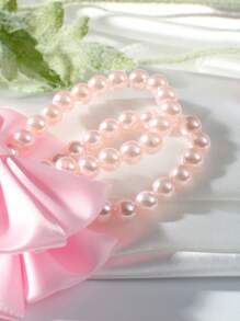 SHEIN 新生儿拍照道具，婴儿珍珠蝴蝶装饰脚饰 - 粉色 - 查看 3