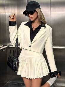 Chiquease Women's Short Single-Breasted Blazer Jacket, Casual Commute Wear
