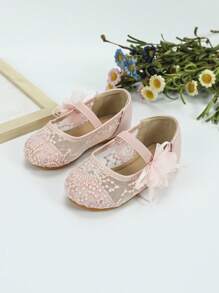 1 Đôi Giày Vải Ren Đế Bằng Thoáng Khí Thoải Mái Cho Bé Gái Mùa Thu Mới, Giày Tập Đi Cho Trẻ Sơ Sinh, Giày Đế Bằng Thời Trang Cho Bé Gái Học Sinh Ngoài Trời - Hồng - Xem 5