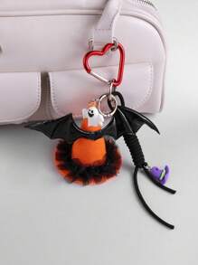 ROMWE Fairycore 1 chiếc mũ phù thủy màu cam thời trang nhiều kiểu dáng INS cho lễ Halloween có cánh bằng da màu đen, viền ren, dây rút có thể điều chỉnh, móc khóa hình trái tim, mặt dây chuyền túi xách, đồ trang trí tiệc & quà tặng Valentine - trái cam - Xem 3