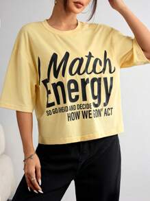 SHEIN EZwear Lässiges, einfarbiges, gestricktes Rundhals-Kurzarm-T-Shirt mit lockerem Schnitt für Damen