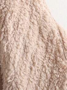 SHEIN Tween Girl 米色灯芯绒羊毛双面背心休闲夹克上衣秋冬季 - 杏色 - 查看 3