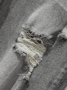 SHEIN Tween Boy Simple Ripped Washed Denim Jeans, Elastic Fit