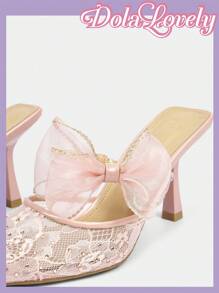 Dola Lovely Pointed Toe High Heel Shoes, Bowknot Sequin Embroidery, Fashionable Sexy Elegant Women High Heels - Pink - View 4