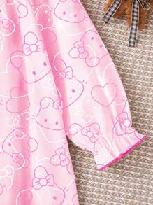 女宝宝可爱熊印花短袖睡衣睡衣 - 粉色 - 查看 5