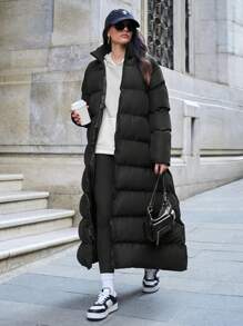 SHEIN Cottnline Premium Quality A Line Puffer Wintercoat - Black - View 1