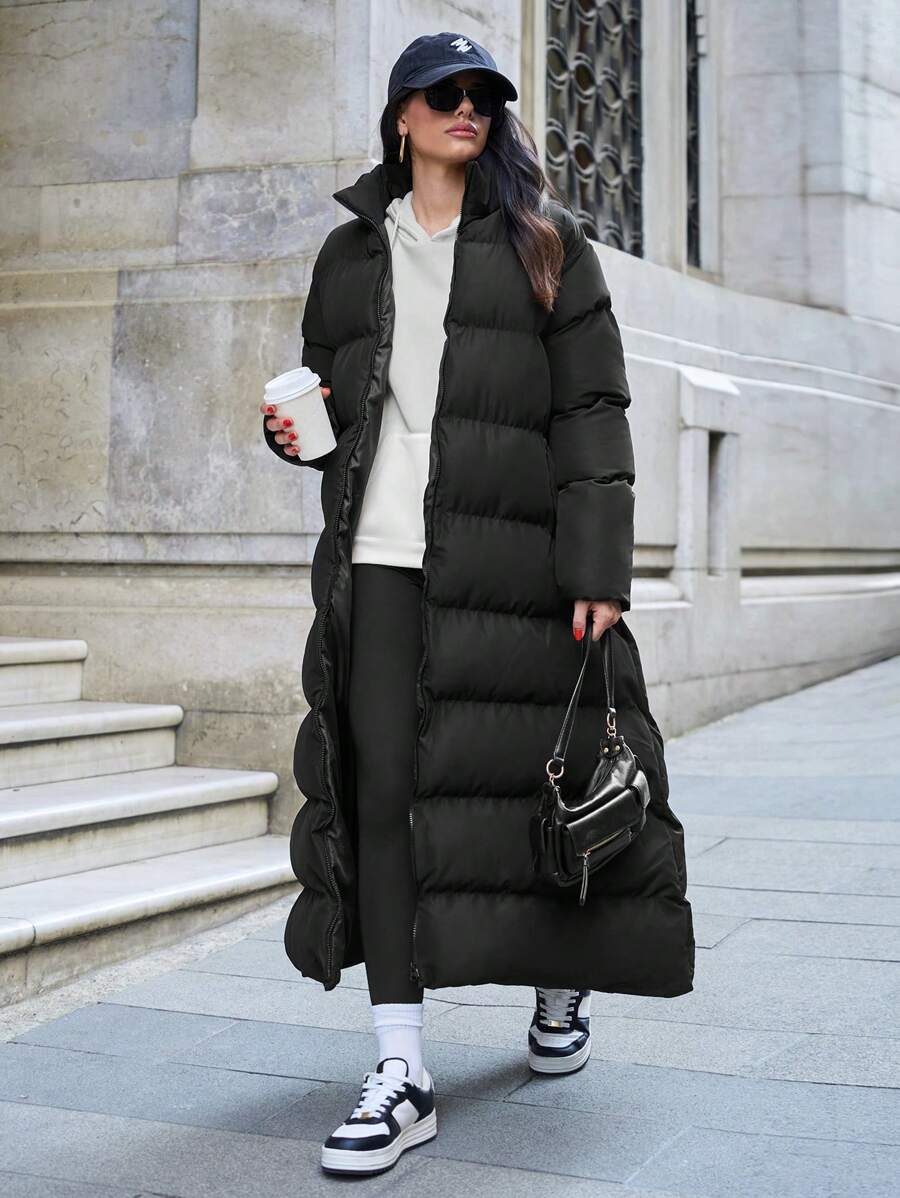 SHEIN Cottnline Premium Quality A Line Puffer Wintercoat - Black - View 1