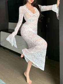 DAZY Spitze durchsichtige Bodycon Maxikleid für die Nacht