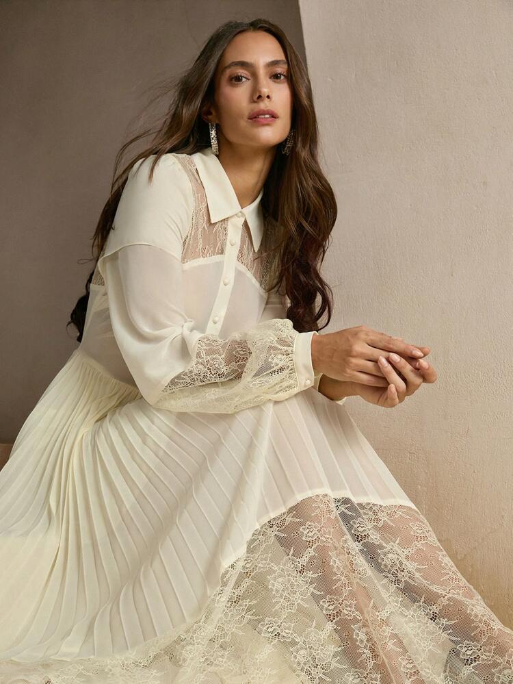 Robe de cocktail transparente en dentelle et maille