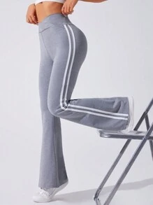 Easithlete Women's Side Stripe Printed Wide-Leg Sports Pants - Grey - View 1