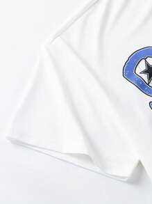 PAVTROS 男士休闲垂肩印花T恤和喇叭裤套装