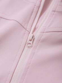 DAZY Tween Girl Plain Stand Collar Zip-Up Long Sleeve Jacket,Back To School Clothes - Pink - View 7
