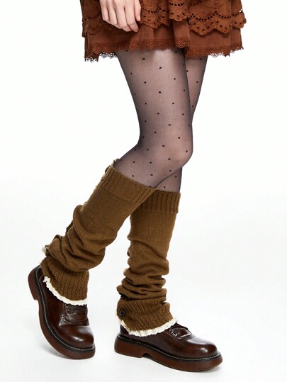 Fairycore زوج من الساق ال- Warm المرصعة بالكشكشة والأزرار+ زوج من جوارب توغ اللون البولكا قطعتين مجموعة مكونة من سراويل بنطلون ذات السمت الرجعية للموضة للعصر الجديد لمرحلة 2000